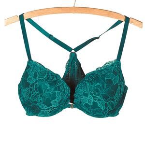 Push Up Demi Bra Auden Teal Racerback Front Clasp Size 38B
